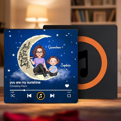 Acrylic Music Magnet I Love You to the Moon and Back Grandma and Grandkid Cute Fridge Decoration Unique Gift