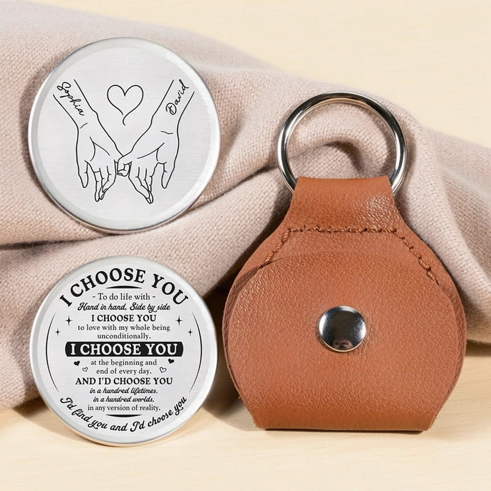 Personalized Pocket Hug, I Choose You Token With Holding Hands, Unique Romantic Gift For Partner