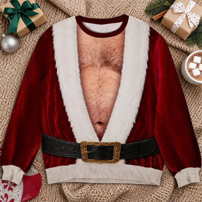 Personalized Printed Sweatshirt, Cheeky Santa Costume Design, Unique Christmas Gift for Men