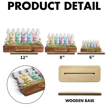 Personalized 2-Layer Wooden Plaque Grandma's Little Bunnies Pastel Bunny Shelf Decor, Unique Gift For Grandma