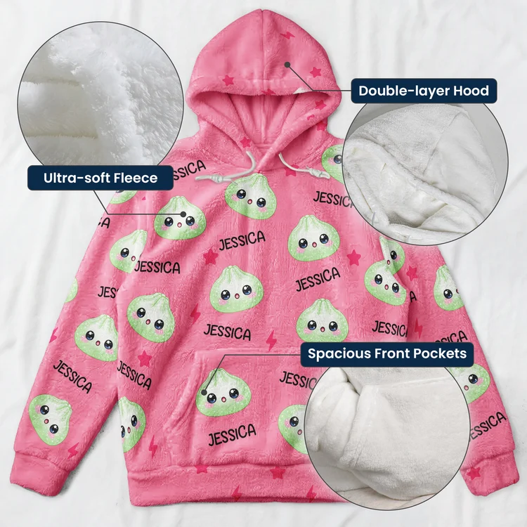 Cute Dumpling Youth Flannel Hoodie, Personalized Style for Cozy Family Memories, Creative Gift for Kids