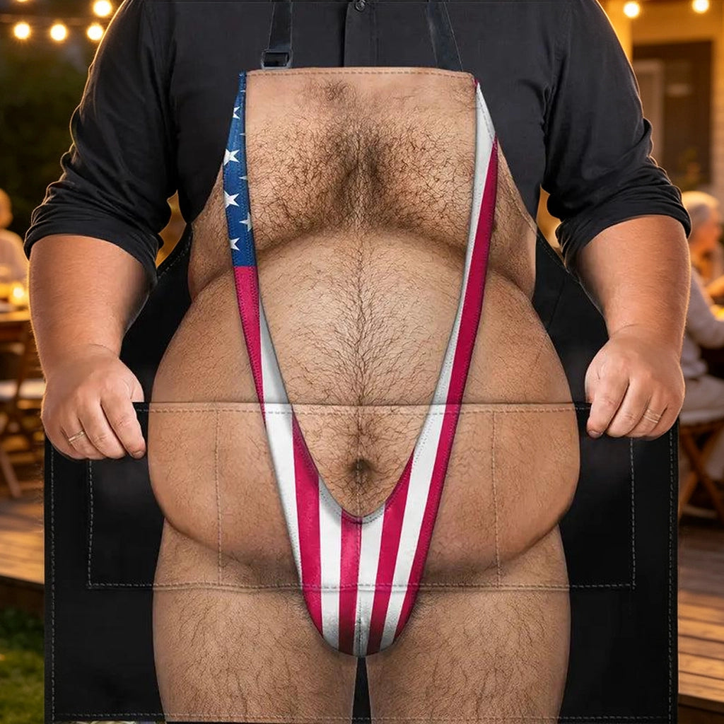 Personalized Funny BBQ Apron,Hairy Body Design For Grill Lovers, Unique Gift