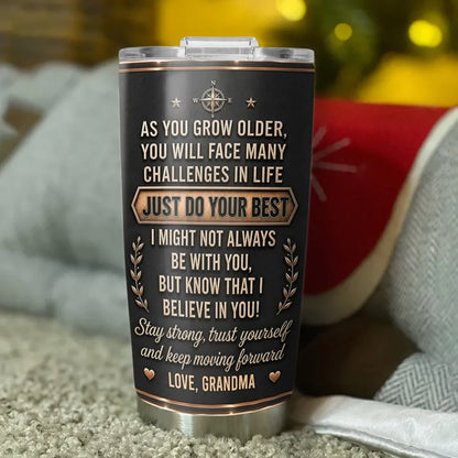 Insulated Travel Tumbler with Love You Quote, Black & Copper Granddaughter Design, Creative Gift for Her