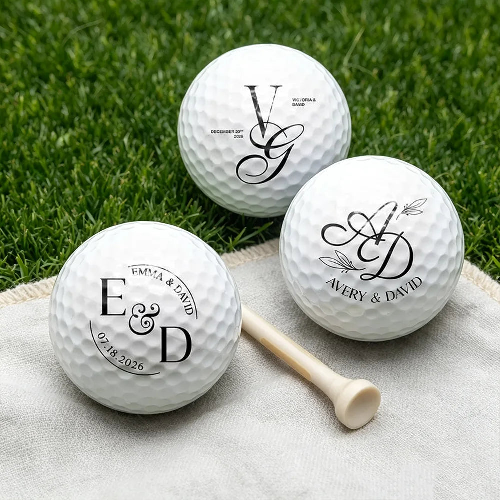 Personalized Golf Ball with Elegant Couple Monogram, Unique Wedding Gift for Golf Lovers
