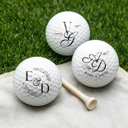 Personalized Golf Ball with Elegant Couple Monogram, Unique Wedding Gift for Golf Lovers