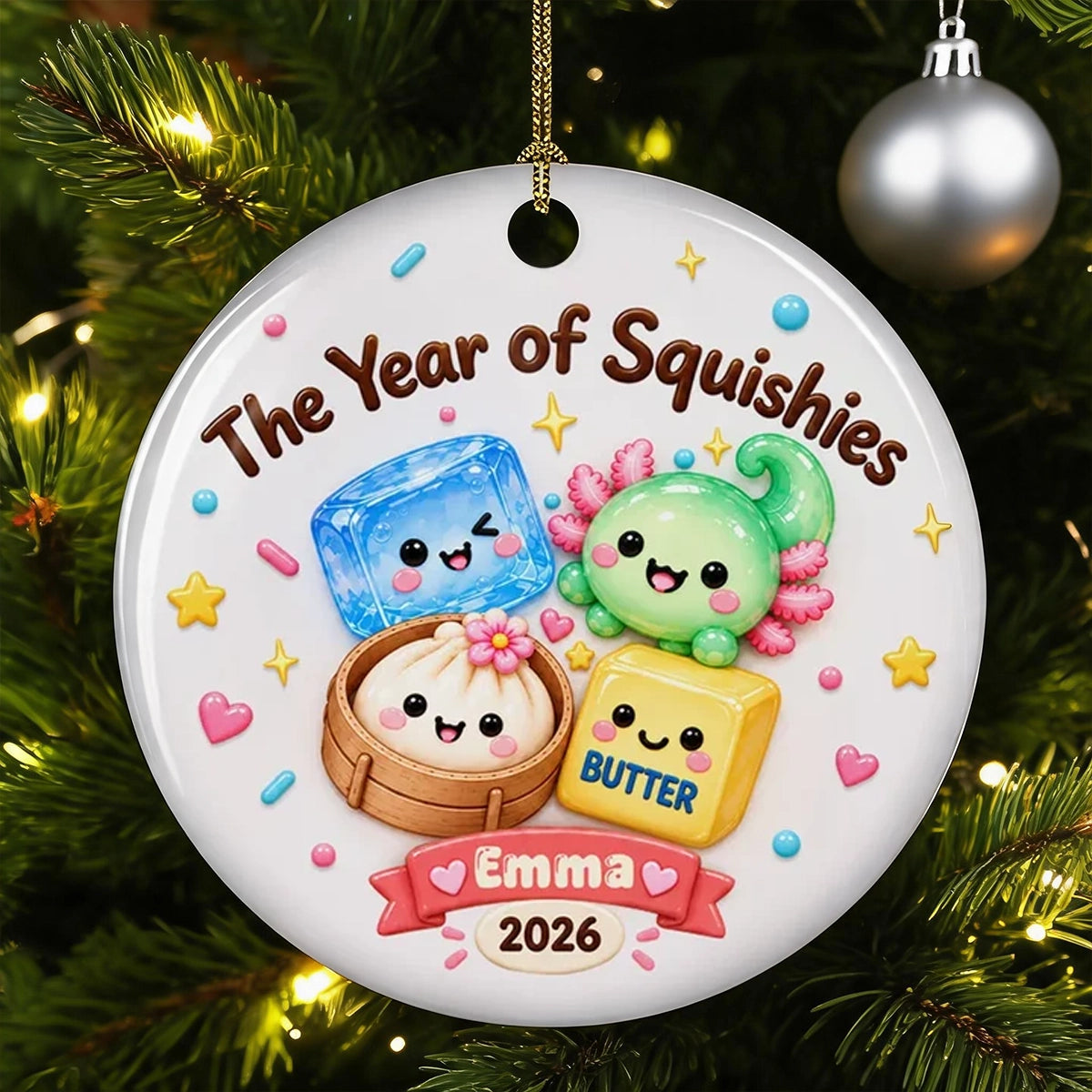 The Year of Squishies Personalized Ceramic Ornament, Colorful Keepsake and Creative Gift for Squishy Fans
