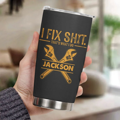 Personalized Insulated Travel Tumbler, Funny Wrench Design, Unique Gift for Dad & Handyman