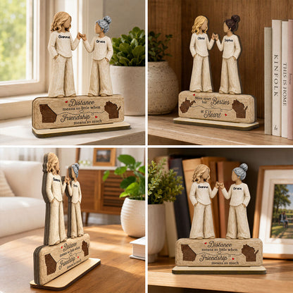 Personalized Wooden Plaque, Miles Apart Besties at Heart, Unique Gift for Long-Distance Friends