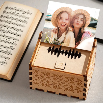 Personalized Wooden Music Box With Your Photo And Song - Romantic City Kiss Keepsake, Unique Gift For Couples