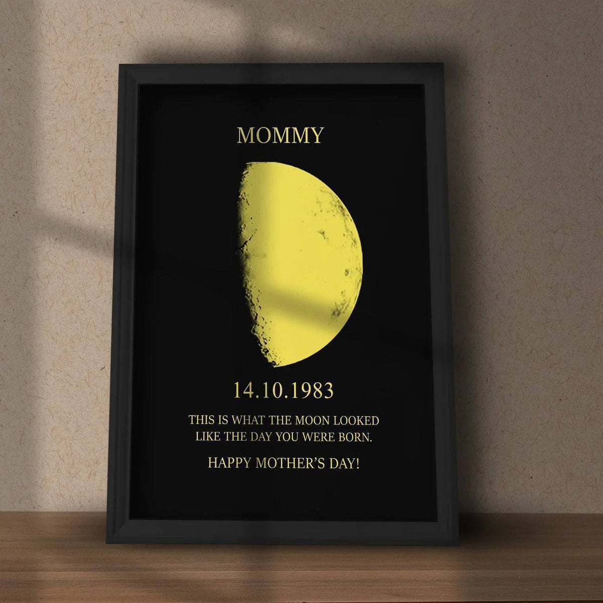 Moonlit Love - Personalized Couple Art with Real Moon Phase - Unique Anniversary & Valentine's Memory Gift