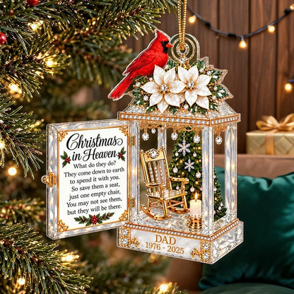 Christmas in Heaven Acrylic Ornament with Empty Chair, Personalized Creative Remembrance Gift for Family
