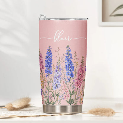 Personalized Insulated Travel Tumbler, Wildflower Keepsake, Creative Gift for Sister or Friend