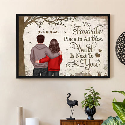 Acrylic Music Magnet with Hugging Couple Artwork – My Favorite Place Is Next To You – Romantic Keepsake, Unique Gift for Couples