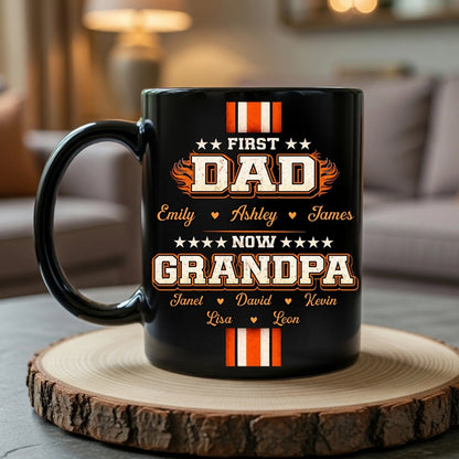 Personalized Full Color Mug First Dad Now Grandpa Bold Retro Style Unique Gift for Grandpa From the Grandkids