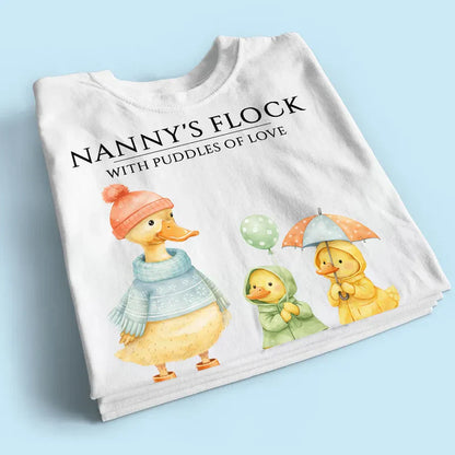 Classic Tee with Cute Ducks in Raincoats Nanny's Flock - Personalized Gift for Grandma That Feels Like Family