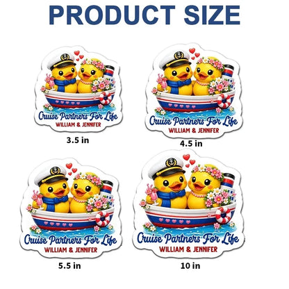 Custom Cruise Partners For Life Acrylic Magnet, Nautical Duck Couple Unique Gift for Partners