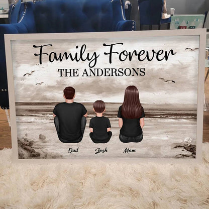 Family Forever Beach Design - Personalized Keychain, Poster, Wallet Card, and Pillow, Unique Gift