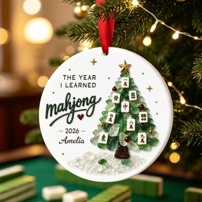 Personalized Ceramic Ornament, Green Mahjong Tree Memory, Creative Gift for Friends and Family
