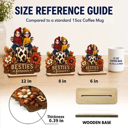 Personalized 2-Layer Wooden Plaque with Friends on Pumpkin, Autumn Coffee Decor, Unique Gift for Close Friend