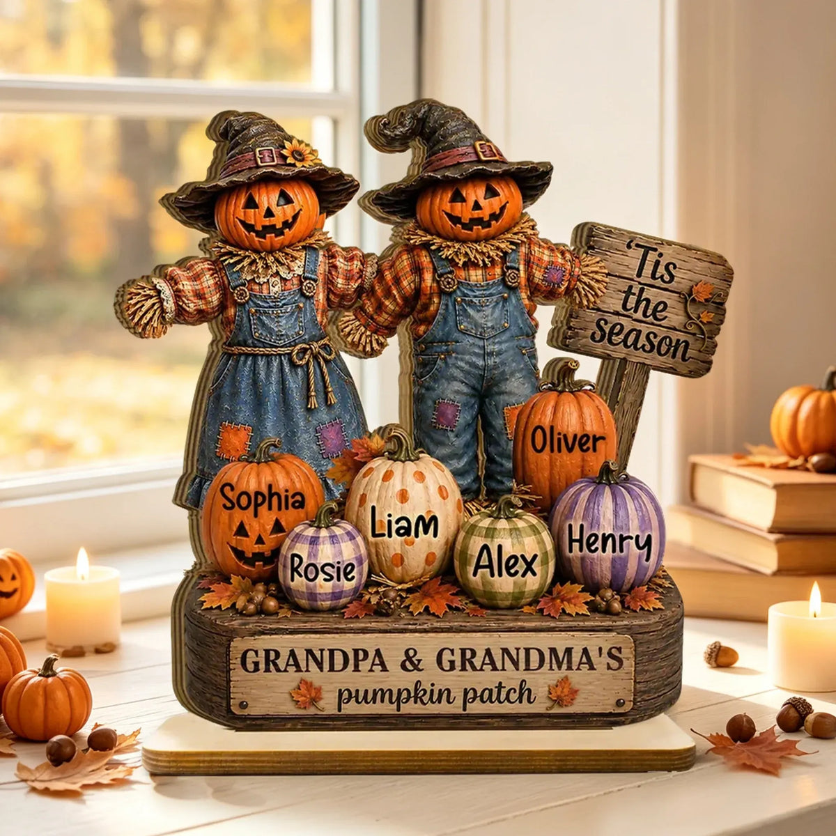 Grandpa & Grandma's Pumpkin Patch Personalized 2-Layer Wooden Plaque, Creative Gift for Fall Family Decor