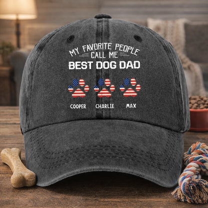 Personalized Dad Hat with Custom Footprints & Paw Prints, Choose Your Country Flag, Father’s Day Gift for Dog Dad, Cat Dad or Family Man