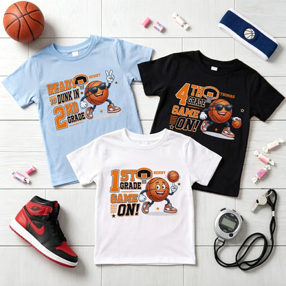 Personalized Youth Tee, Basketball Game On Design for Back to School, Unique Gift for Kids