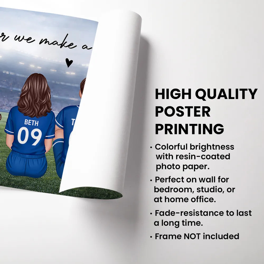 Personalized Soccer Family Poster, Sitting Back View Dream Team, Unique Gift for Mom & Dad