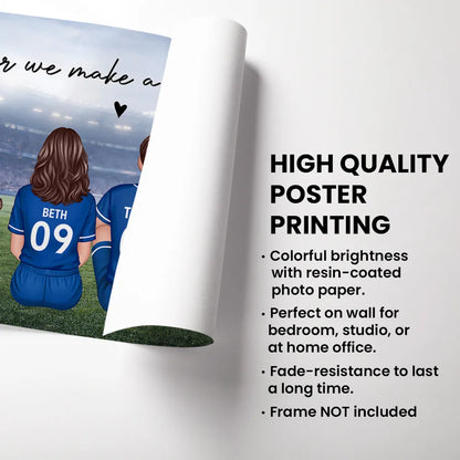 Personalized Soccer Family Poster, Sitting Back View Dream Team, Unique Gift for Mom & Dad