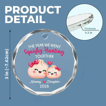 Personalized Crystal Ornament, Cute Mommy and Daughter Squishy Hunt Keepsake, Creative Family Gift