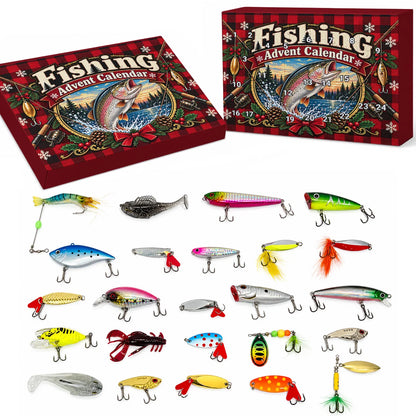 Fishing Advent Calendar, Personalized Vintage Leaping Trout Lake Art, Nostalgic Creative Gift for Anglers