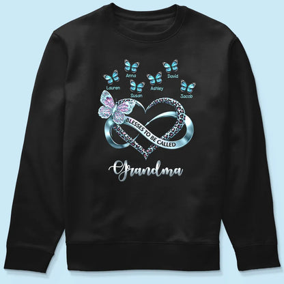 Personalized Grandma Classic Tee with Butterfly Names and Heart Design - Unique Mother's Day Gift