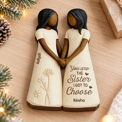 Personalized Thick Wooden Plaque, Chosen Sisters Holding Hands, Heartfelt Creative Gift for Her