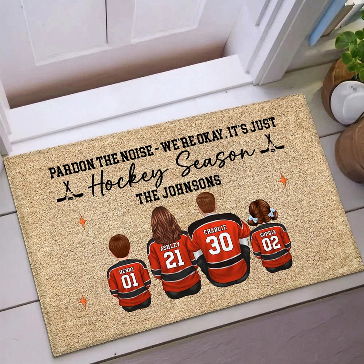 Pardon The Noise It's Just Hockey Season Personalized Standard Doormat, Cozy Home Decor And Housewarming Gift
