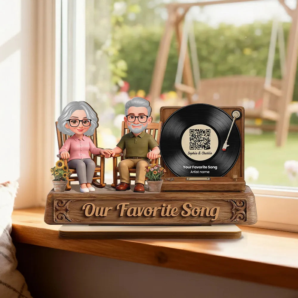 Our Favorite Song 2-Layer Wooden Plaque, Personalized Couple Keepsake for Anniversary or Birthday, Sweet Living Room Display Gift