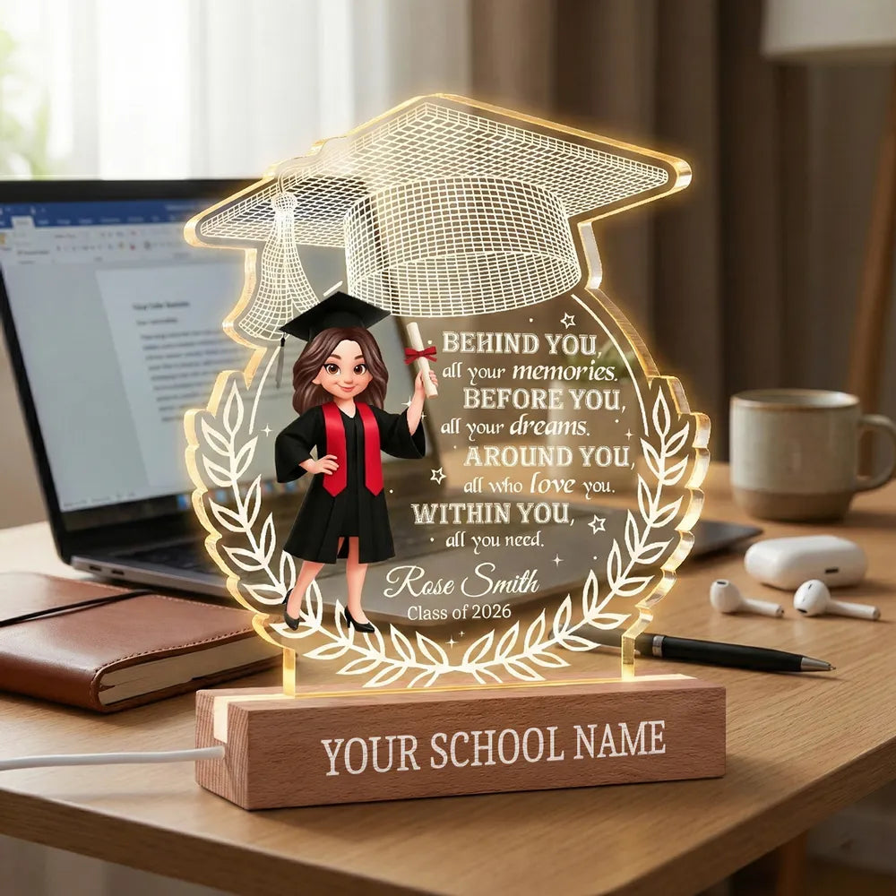 Shaped Acrylic Block LED Plaque Graduation Cap Quote, Warm Glow Desk D ...