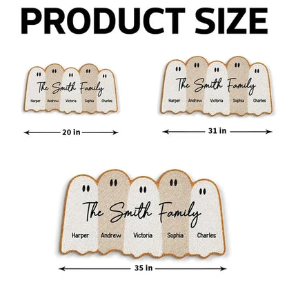 Personalized Ghost Family Shaped Doormat, Cute Halloween Entry Decor, Unique Gift for Families