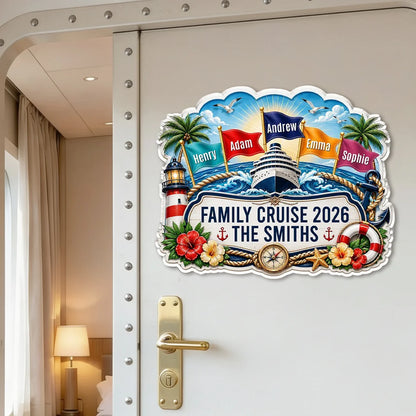 Personalized Acrylic Magnet, Sunrise Family Cruise Nautical Art, Unique Gift for Family Travelers