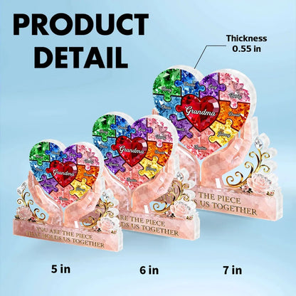 Personalized Shaped Acrylic Block Plaque Puzzle Heart for Grandma, Unique Gift That Holds Us Together