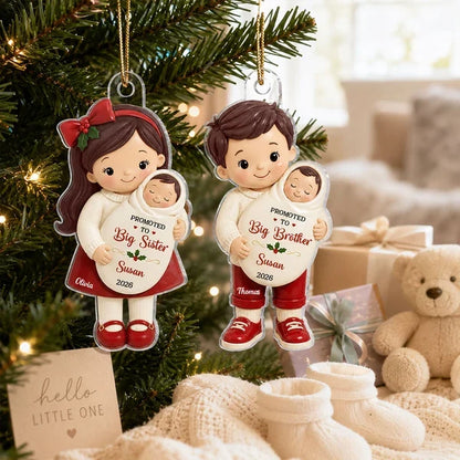 Promoted to Big Sibling Acrylic Ornament, New Baby Keepsake Creative Gift for Son or Daughter
