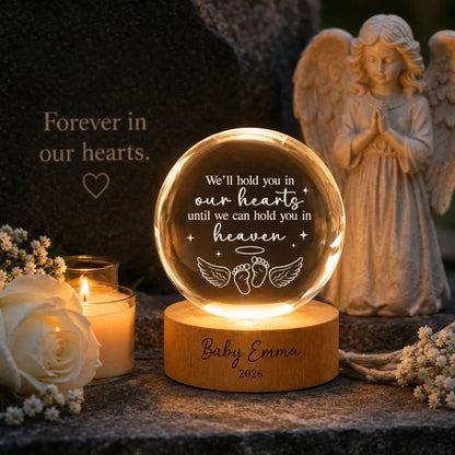 Personalized Globe Lamp with Angel Baby Footprints, Warm Memorial Decor, Unique Gift for Grieving Parents