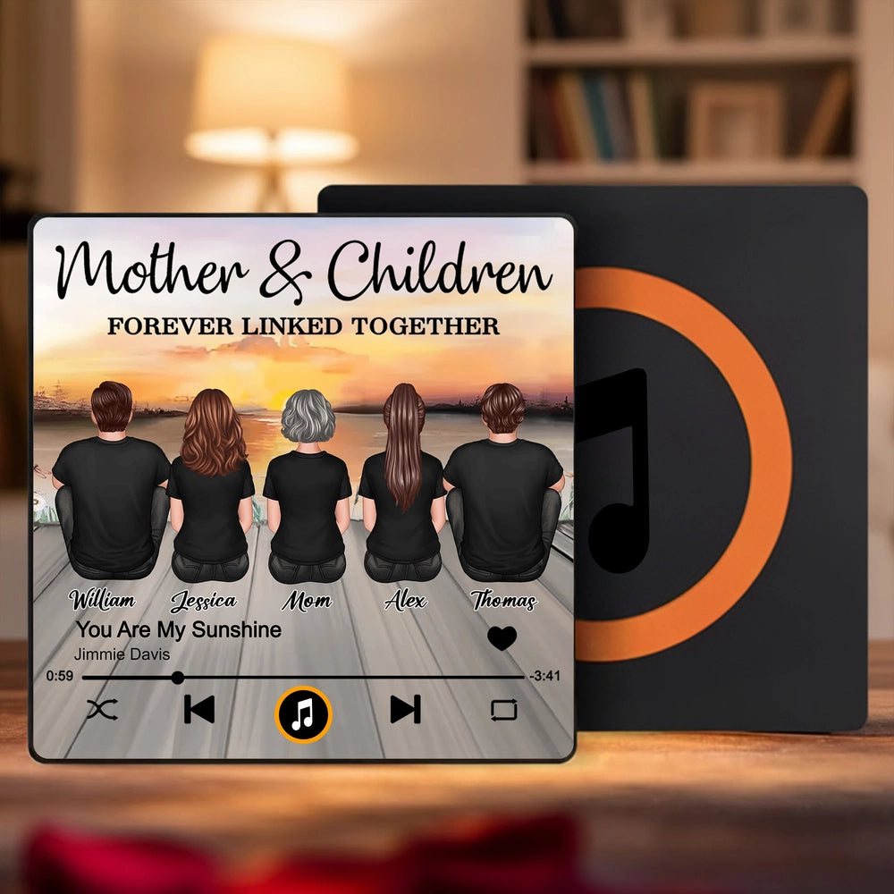 Personalized Acrylic Music Magnet Sunset Family Illustration Fridge Decor - Unique Gift for Mom That Feels Heartwarming
