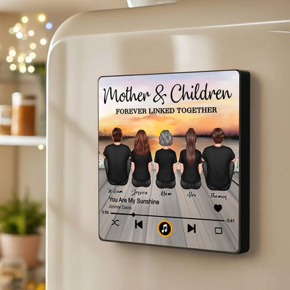 Personalized Acrylic Music Magnet Sunset Family Illustration Fridge Decor - Unique Gift for Mom That Feels Heartwarming