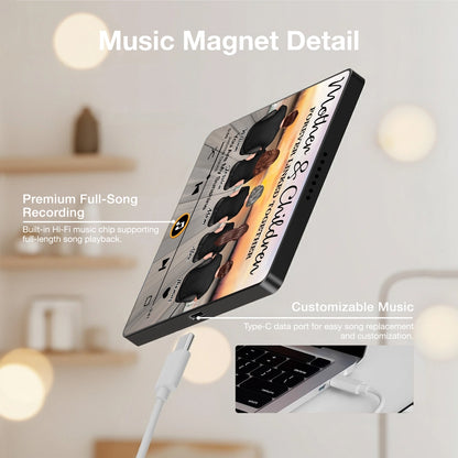 Personalized Acrylic Music Magnet Sunset Family Illustration Fridge Decor - Unique Gift for Mom That Feels Heartwarming