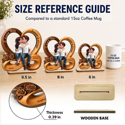 Personalized 2-Layer Wooden Plaque with Kissing Couple, Unique Creative Gift for Couple, Forever & Always