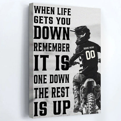 When Life Gets You Down Personalized Canvas, Dirt Bike Rider Artwork, Creative Gift for Motocross Fans