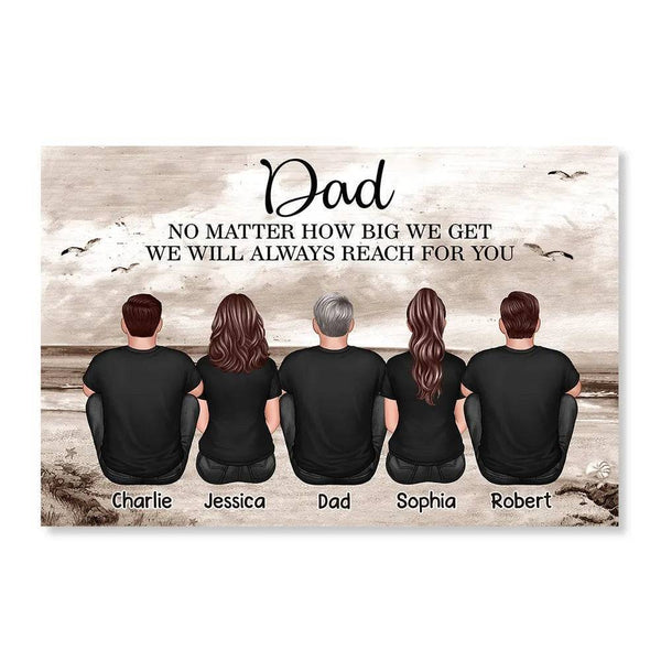Retro Vintage Family Sitting Beach Landscape Personalized Horizontal Poster or Canvas3