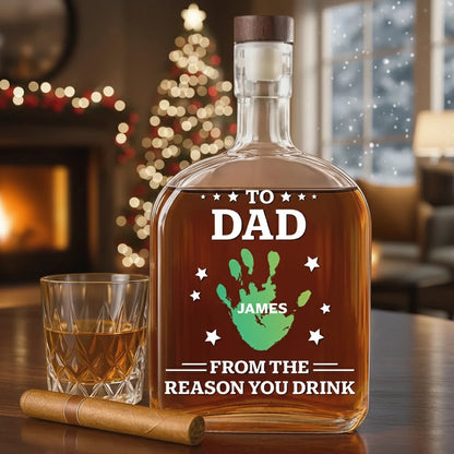 Personalized Whiskey Glass for Dad with Colorful Handprints, Funny Bar Whiskey Glass, Unique Gift from Kids for Special Occasions