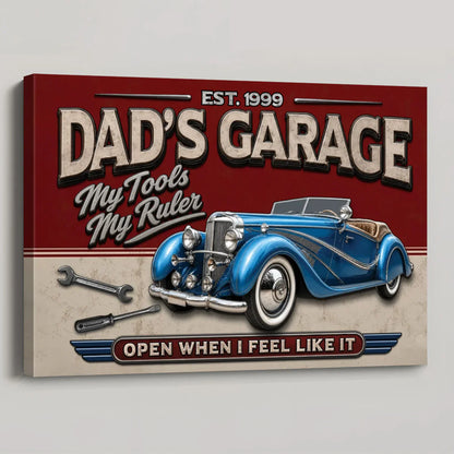 Personalized Dad's Garage Poster, Vintage Car Wall Art, Unique Creative Gift for Dad or Grandpa