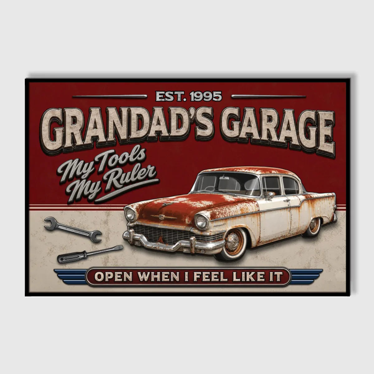 Personalized Dad's Garage Poster, Vintage Car Wall Art, Unique Creative Gift for Dad or Grandpa