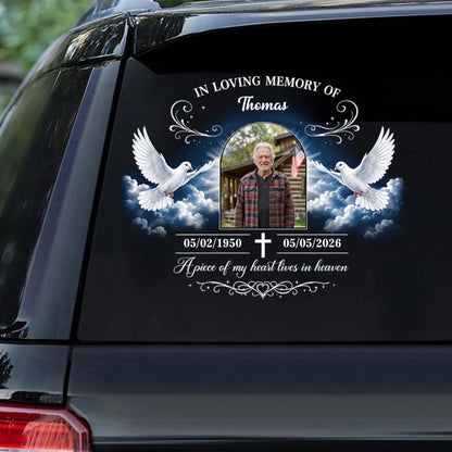 Forever In My Heart Personalized Sticker Decal, Cloud and Cross Car Window Tribute, Creative Remembrance Gift